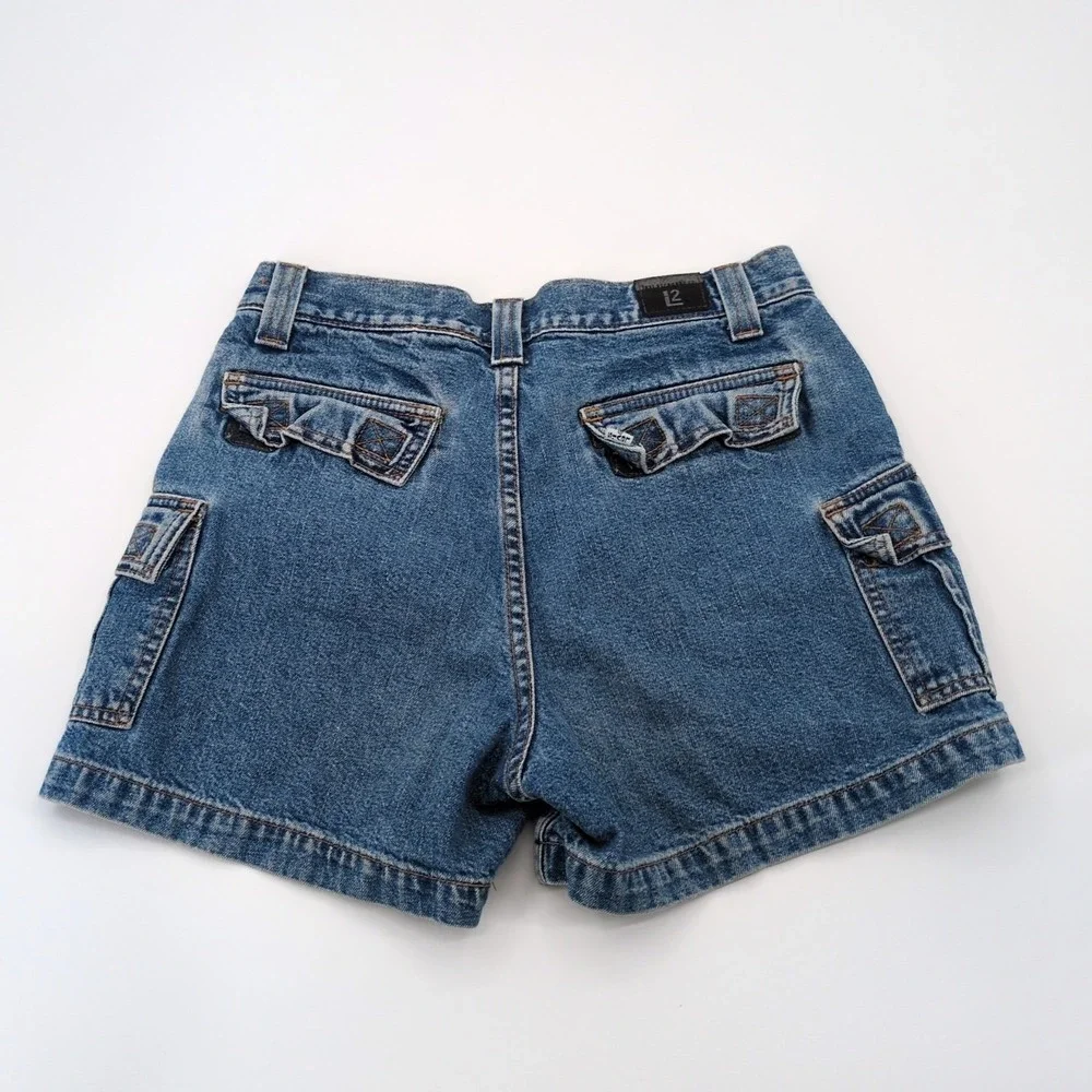 Vtg 1998 Levi's L2 Cargo Flap Pocket Denim Shorts Size 7 RARE Skater 90s Jorts